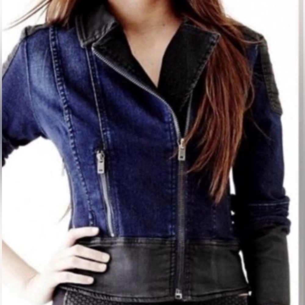 GUESS Denim Jacket in Black and Blue